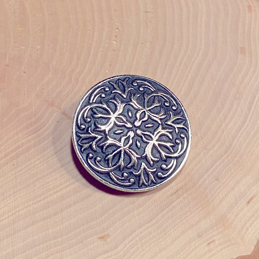 Vintage Silver Art Deco Floral Scarf Pin / Clip